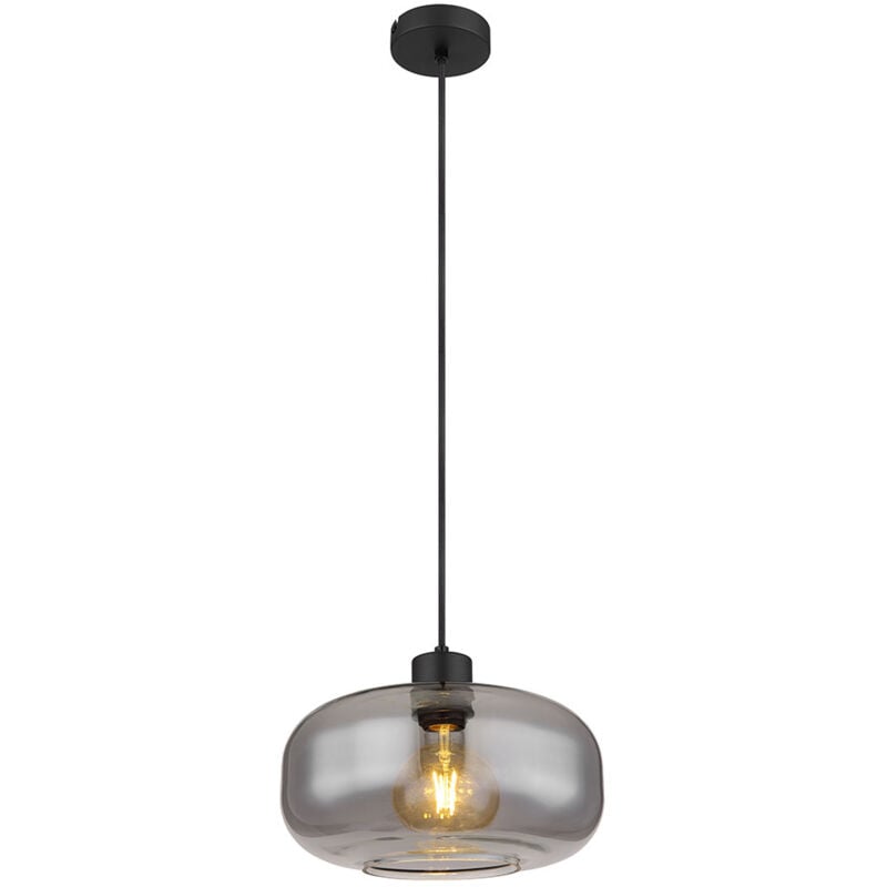 foto del prodotto globo lighting lampada a sospensione a led lampada da tavolo da pranzo lampada in vetro fum soggiorno rotondo nero, metallo retr , 1x e27