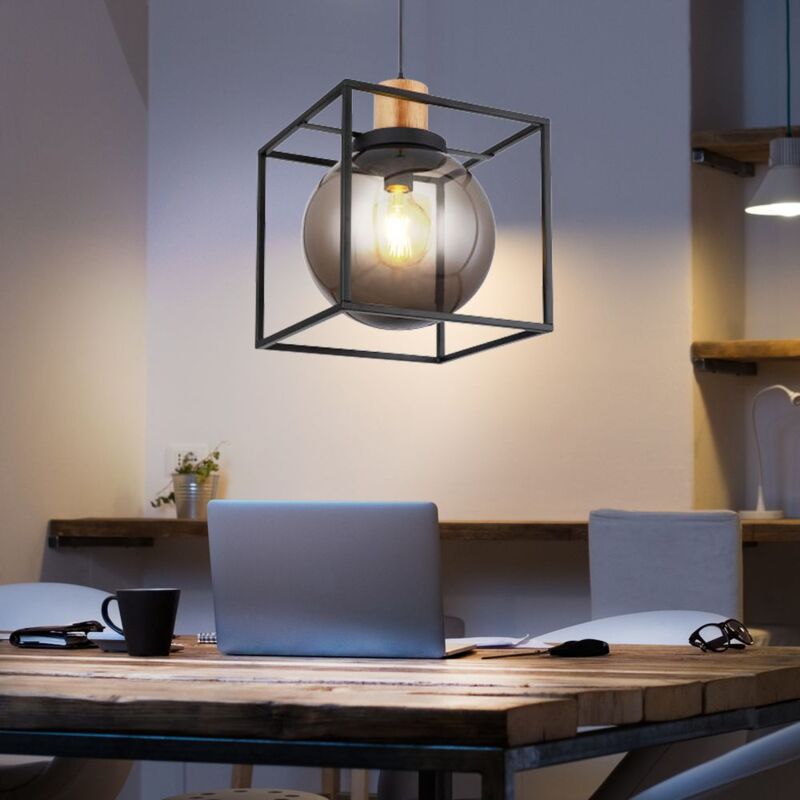 foto del prodotto globo lighting lampada a sospensione a sfera lampade a sfera soggiorno lampade a sospensione sala da pranzo, sfera di fumo in metallo, 1x e27,