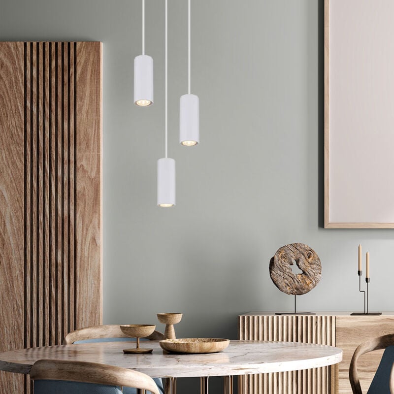 immagine 0 del prodotto globo lighting lampada a sospensione a sospensione per sala da pranzo lampada a 3 fiamme bianca a sospensione, alluminio metallo, 3x prese gu10,
