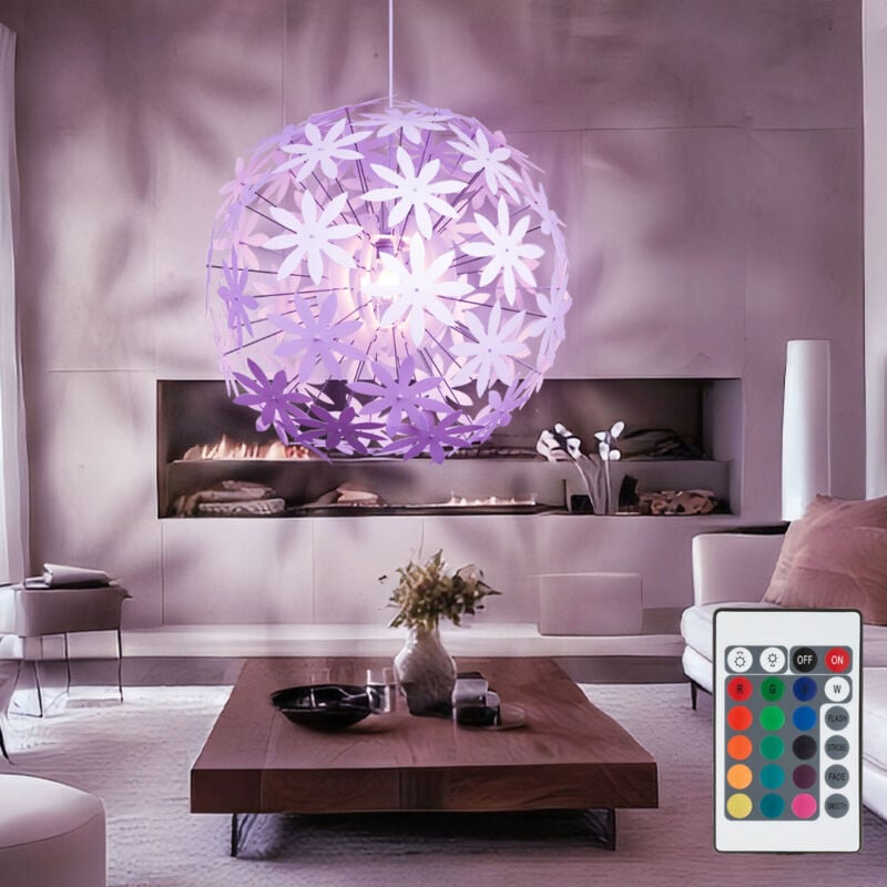 foto del prodotto globo lighting lampada a sospensione con motivo floreale a soffitto appesa lampada a soffitto rotonda bianca a led, telecomando rgb cambio colore