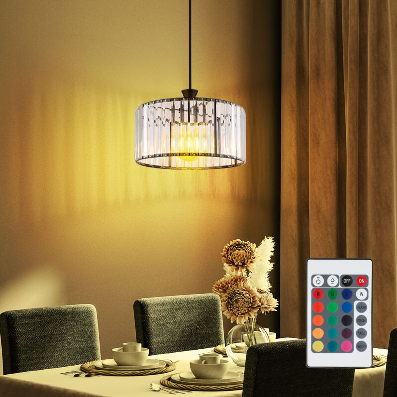 foto del prodotto globo lighting lampada a sospensione in cristallo per soggiorno lampada a sospensione telecomando dimmerabile cambio colore, 1x 4w 470lm bianco