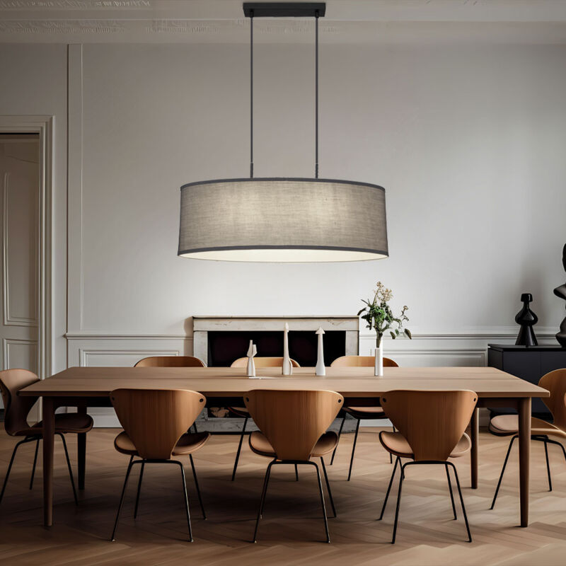 foto del prodotto globo lighting lampada a sospensione led a sospensione per sala da pranzo lampada da soffitto lampada da soggiorno, metallo tessile, nero