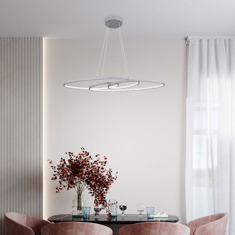 foto del prodotto globo lighting lampada a sospensione led argento lampada a sospensione in alluminio cct lampada da soggiorno memory, 39w 2200lm bianco