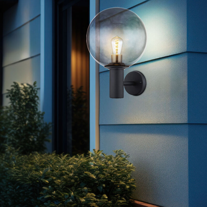 foto del prodotto globo lighting lampada da esterno in acciaio inox applique da esterno e27 lampada da esterno antracite, vetro fumo, 1x e27, lxlxa 26,5x25x37 cm