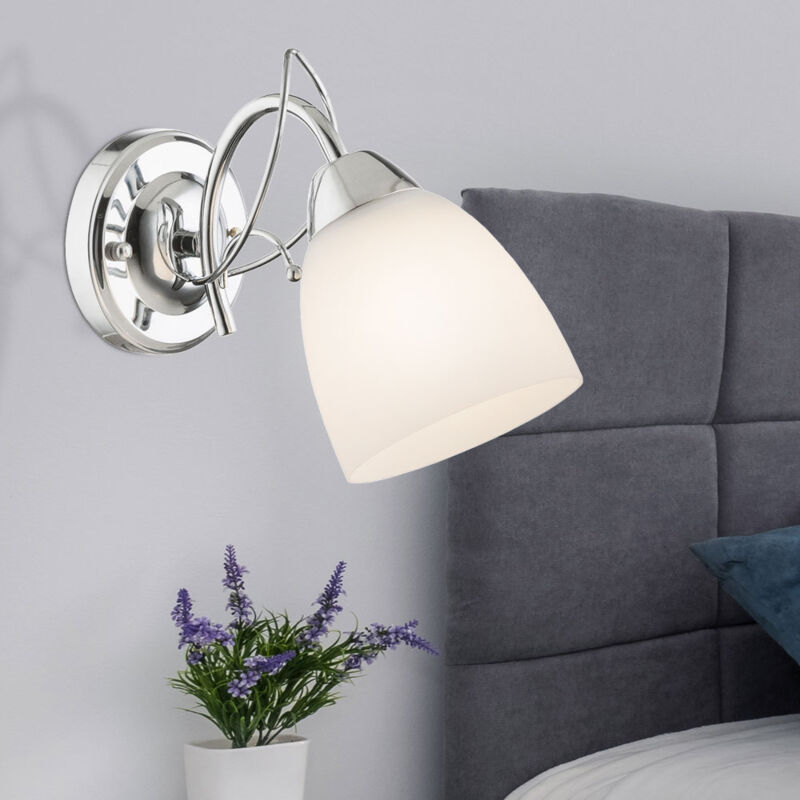 foto del prodotto globo lighting lampada da parete lampada da parete cromata paralume in vetro luce scale lampada spot, 1x attacco e27, lxaxp 11x19x24 cm