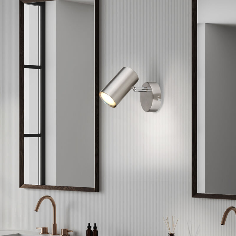 foto del prodotto globo lighting lampada da parete spot orientabile lampada da parete argento corridoio mobile, metallo, attacco gu10, lxlxh 12x8x10 cm