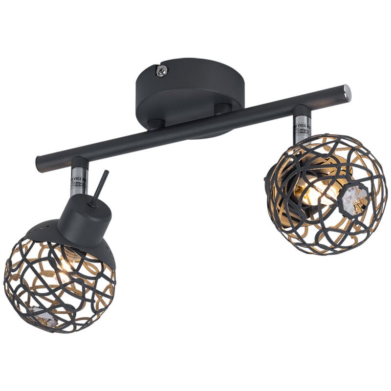 foto del prodotto globo lighting lampada da soffitto a 2 luci in alluminio, design per sala da pranzo, struttura in maglia di alluminio grigio, design in cristallo,