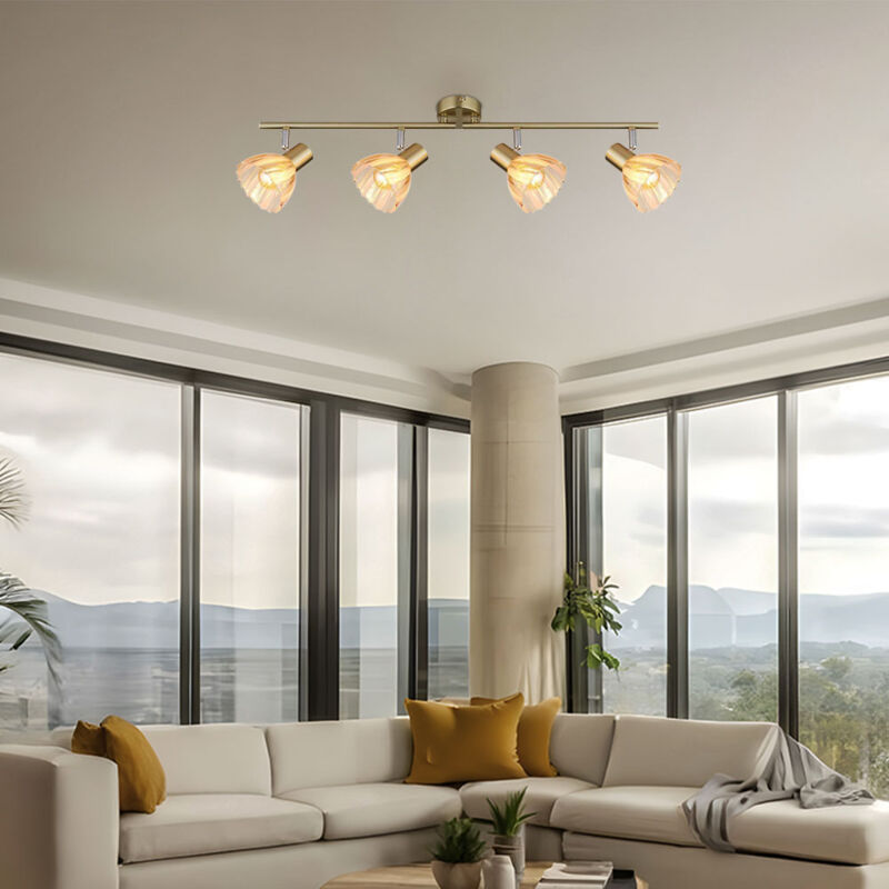 foto del prodotto globo lighting lampada da soffitto a 4 fiamme lampada da soffitto in ottone nero lampada da soggiorno lampada da camera da letto, vetro metallico,
