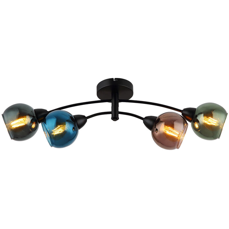 foto del prodotto globo lighting lampada da soffitto a 4 fiamme lampada da soggiorno lampada da soffitto colorata lampada da sala da pranzo, metallo vetro, 4x e27,