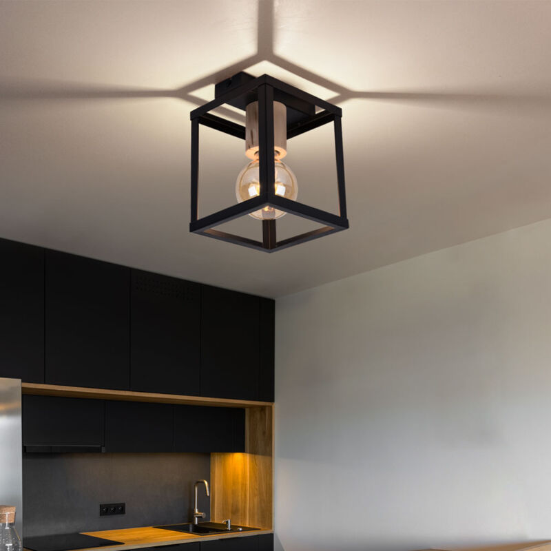 foto del prodotto globo lighting lampada da soffitto a filamento in legno naturale lampada nero opaco camera da letto illuminazione vintage in un set comprensivo di