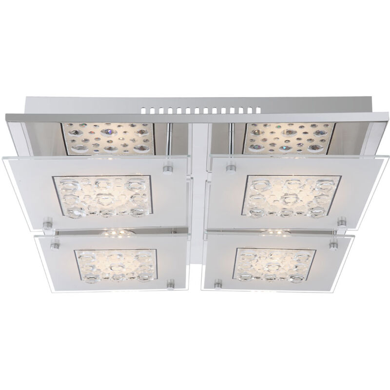 foto del prodotto globo lighting lampada da soffitto a led in vetro e cristallo, luce per sala da pranzo, faretto cromato