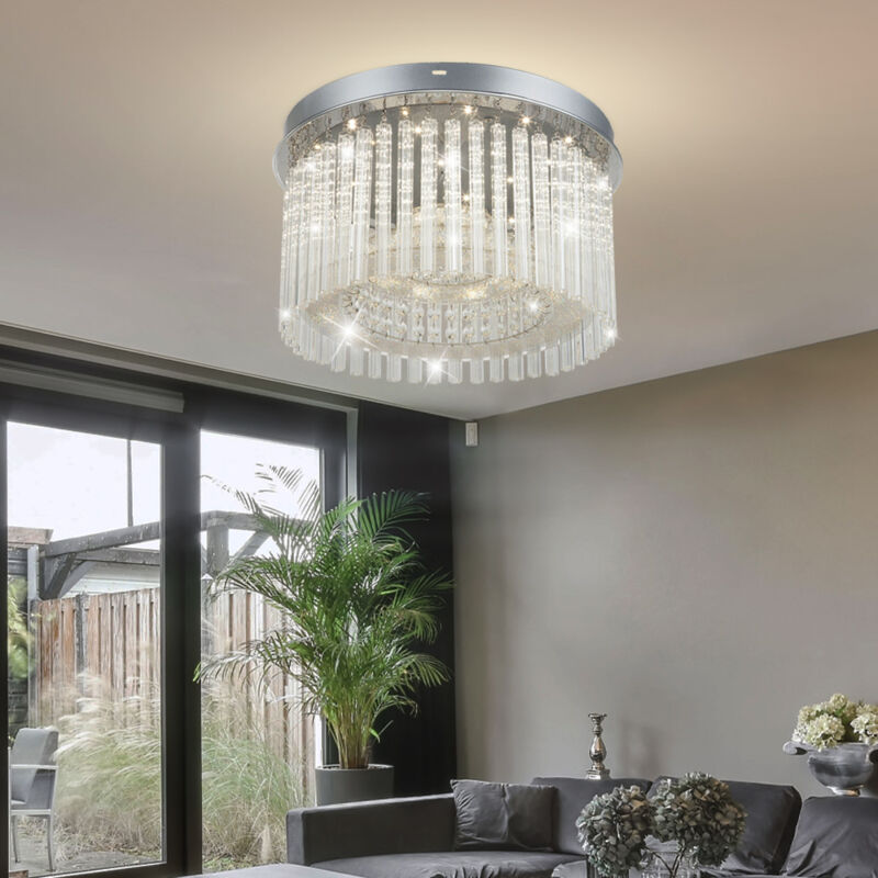foto del prodotto globo lighting lampada da soffitto a led lampada da soffitto in cristallo cromato lampada da soggiorno, 18w, 1600lm bianco neutro, dxh 37 x 21,5 cm