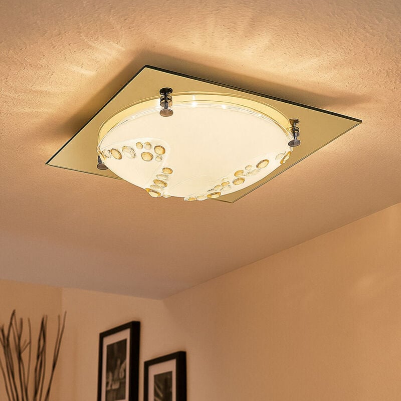 foto del prodotto globo lighting lampada da soffitto a led, luce da soffitto, cristalli di vetro, cromo oro l 31,5 cm, soggiorno, camera da letto, sala da pranzo
