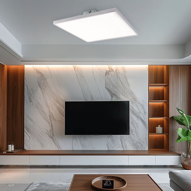 foto del prodotto globo lighting lampada da soffitto a led quadrata satinata pannello da soffitto quadrato in nichel opaco lampada da soffitto moderna, metallo, 24w