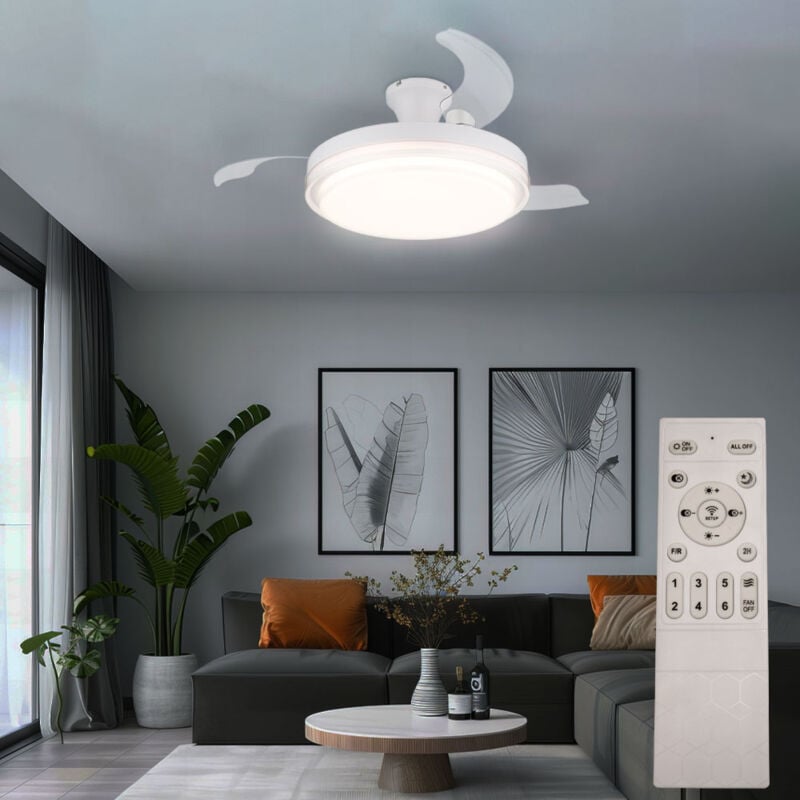 foto del prodotto globo lighting lampada da soffitto a ventaglio dimmerabile con telecomando rotazione destra sinistra cct timer, metallo, 1x led 40w 1550lm