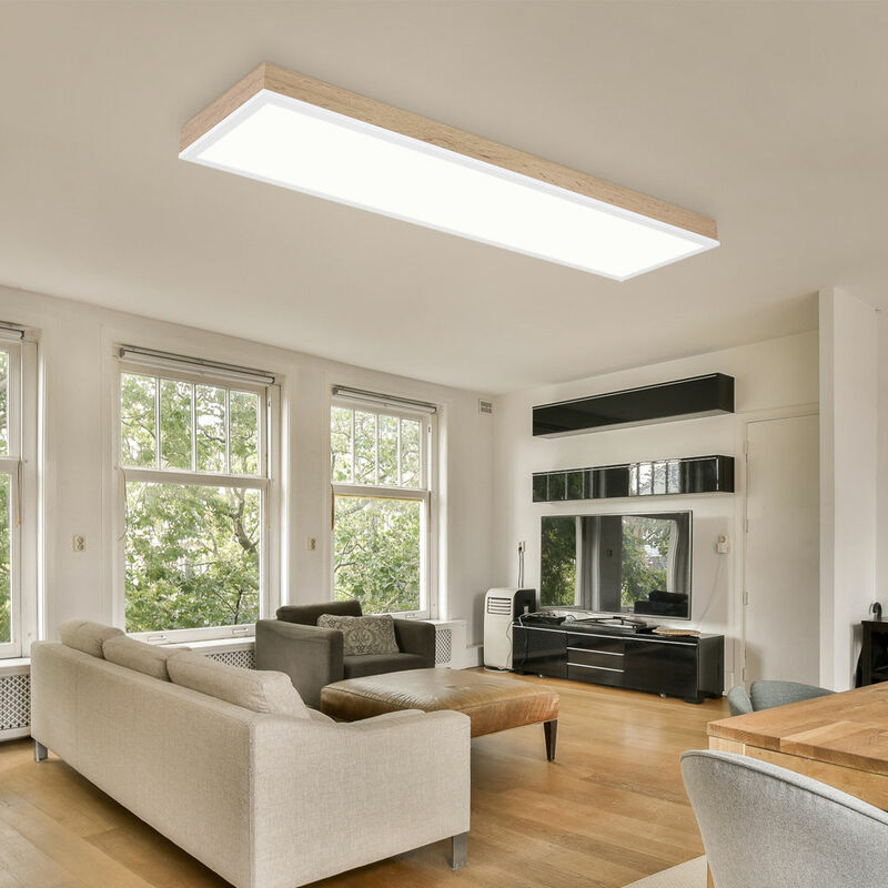 foto del prodotto globo lighting lampada da soffitto effetto legno lampada da soggiorno moderna plafoniera led dimmerabile telecomando cct luce notturna, alluminio,