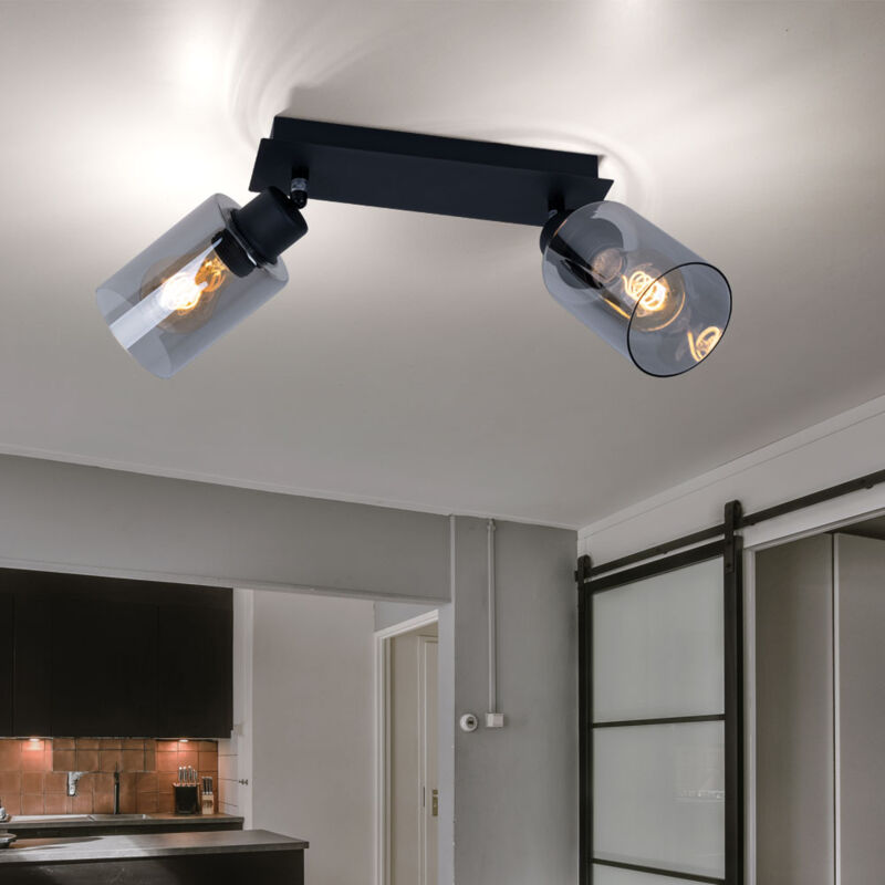 foto del prodotto globo lighting lampada da soffitto faretto plafoniera sala da pranzo lampada in vetro color fumo 2 lampadine per regolazione, metallo, 2x prese