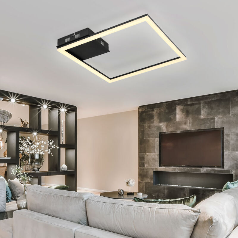 foto del prodotto globo lighting lampada da soffitto, lampada da camera, lampada da soggiorno, metallo nero opaco opale, 1x led 18w 1470lm 3000k, lxpxh 40x40x5.5cm