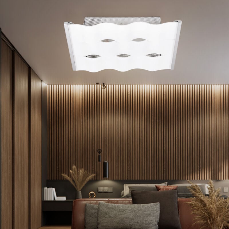 foto del prodotto globo lighting lampada da soffitto lampada da cucina lampada da corridoio in vetro, design a onde, metallo cromato, 1x e27, lxh 30x18 cm