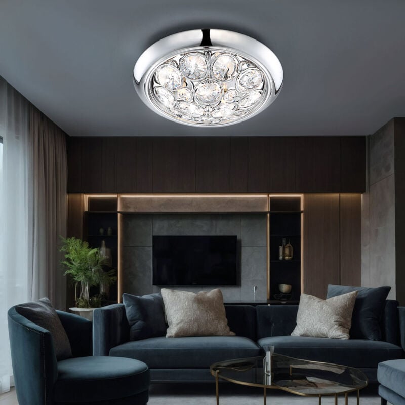 foto del prodotto globo lighting lampada da soffitto lampada da soffitto lampada da soggiorno cristalli d argento rotondi, metallo, 3 fiamme, 10 cm