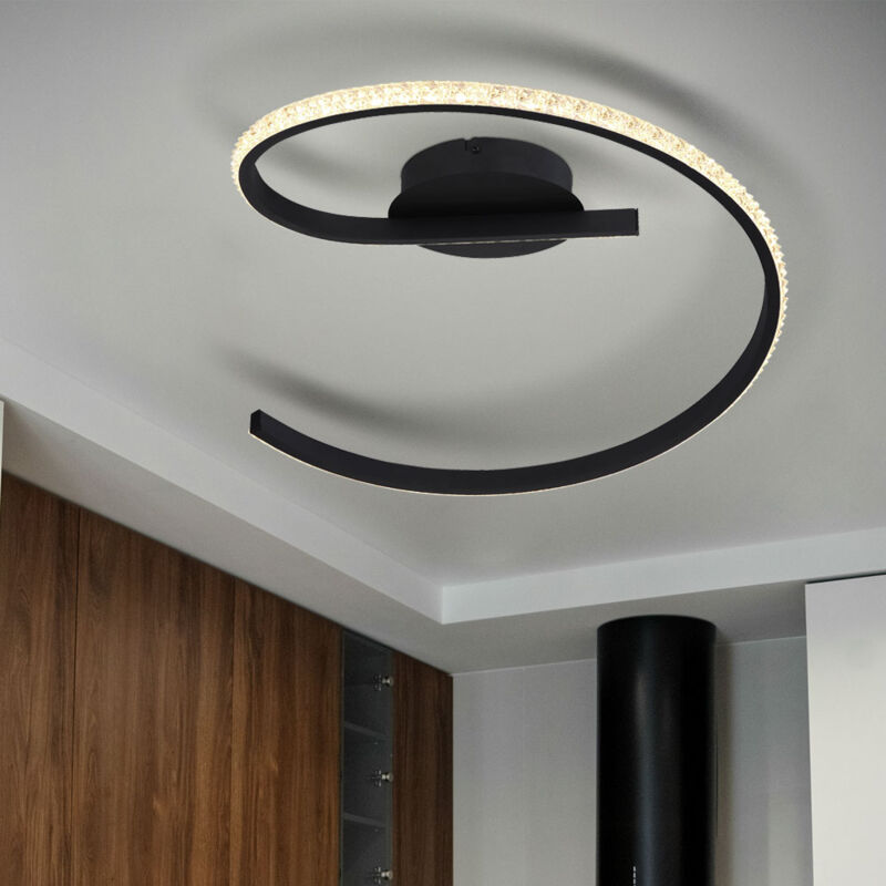 foto del prodotto globo lighting lampada da soffitto lampada da soggiorno, lampada di design a forma di spirale, cristallo, metallo, nero, led 20 w 1050 lm 3000 k,