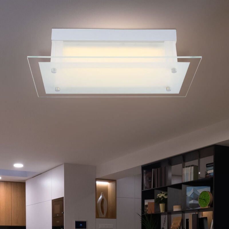foto del prodotto globo lighting lampada da soffitto moderna per soggiorno dimmerabile, lampada di design a led, disco acrilico quadrato, vetro opaco, 1x led 11w