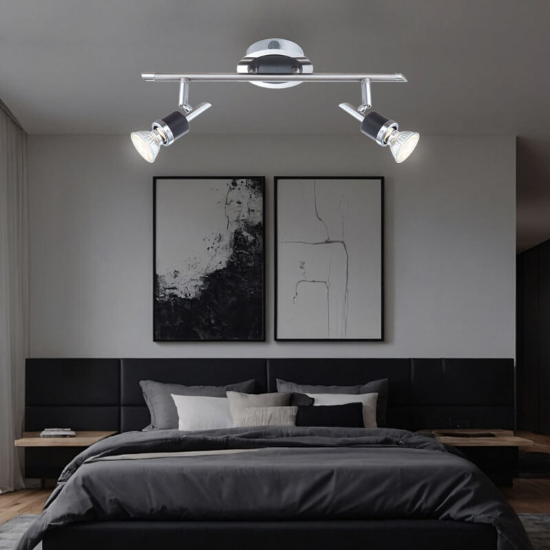 foto del prodotto globo lighting lampada da soffitto nera per camera da letto moderna faretto da soffitto a 2 lampadine gu10 led, metallo, led 48w 2300lm 3000k,