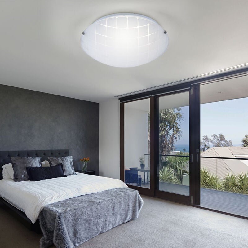 foto del prodotto globo lighting lampada da soffitto plafoniera soggiorno lampada corridoio lampada camera da letto, vetro cromato opalino, led 8w 600lm bianco