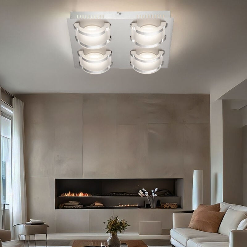 foto del prodotto globo lighting lampada da soffitto plafoniera soggiorno lampada sala da pranzo lampada corridoio, 4 lampadine, vetro cromo satinato, led 5w 1920lm