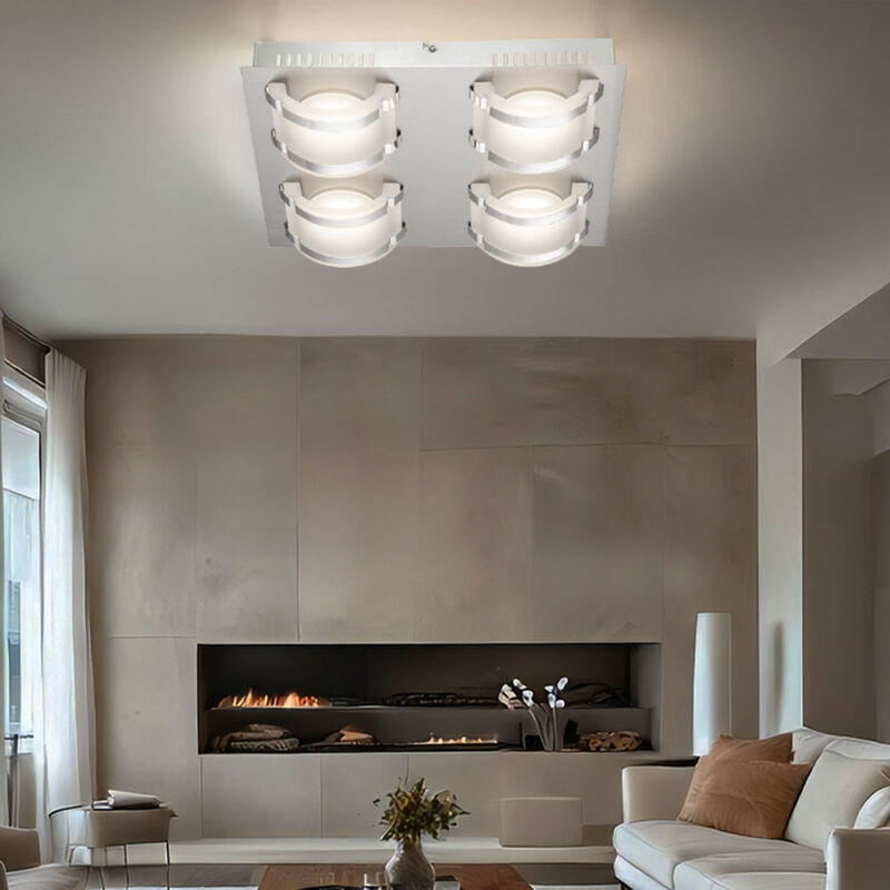 foto del prodotto globo lighting - lampada da soffitto plafoniera soggiorno lampada sala da pranzo lampada corridoio, 4 lampadine, vetro cromo satinato, led 5w 1920lm bianco caldo, axlxl 7,5x28,5x33,5 cm