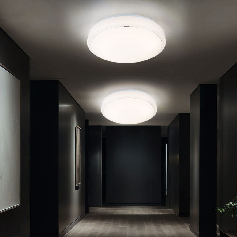 foto del prodotto globo lighting - lampada da soffitto plafoniera soggiorno lampada soggiorno luce corridoio, 3 livelli di luminosità, bianco opale, led 15w 1000lm bianco caldo, dxh 33x10cm, set di 2