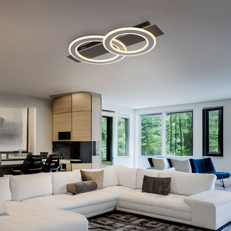 foto del prodotto globo lighting lampada da soffitto plafoniera soggiorno sala da pranzo luce grigio antracite led, metallo acrilico, 1x led 40w 2000lm 3000k, lxlxh