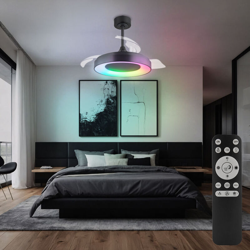 foto del prodotto globo lighting lampada da soffitto soggiorno luce ventilatore da soffitto camera da letto lampada pi fresca, metallo plastica grigio, telecomando