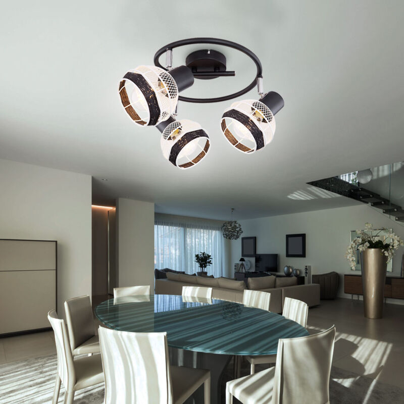 foto del prodotto globo lighting lampada da soffitto spot apparecchio rondell metallo nero corda di canapa soggiorno sala da pranzo