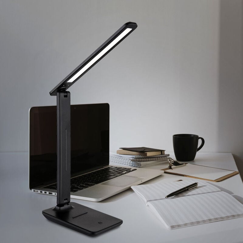 foto del prodotto globo lighting lampada da tavolo a led lampada da tavolo mobile touch dimmer tattile lampada da soggiorno lampada da scrivania cct nera, pelle
