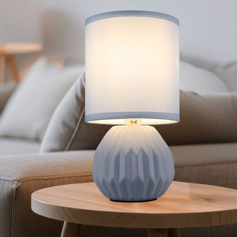 foto del prodotto globo lighting lampada da tavolo blulampada da comodino in ceramica lampada da tavolo lampada laterale lampada da soggiorno tessile, 1x e14, dxh 12
