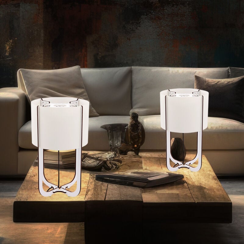 foto del prodotto globo lighting - lampada da tavolo in legno bianco lampada da comodino paralume in tessuto lampada laterale lampada da tavolo, mdf, led 1.27w 110lm