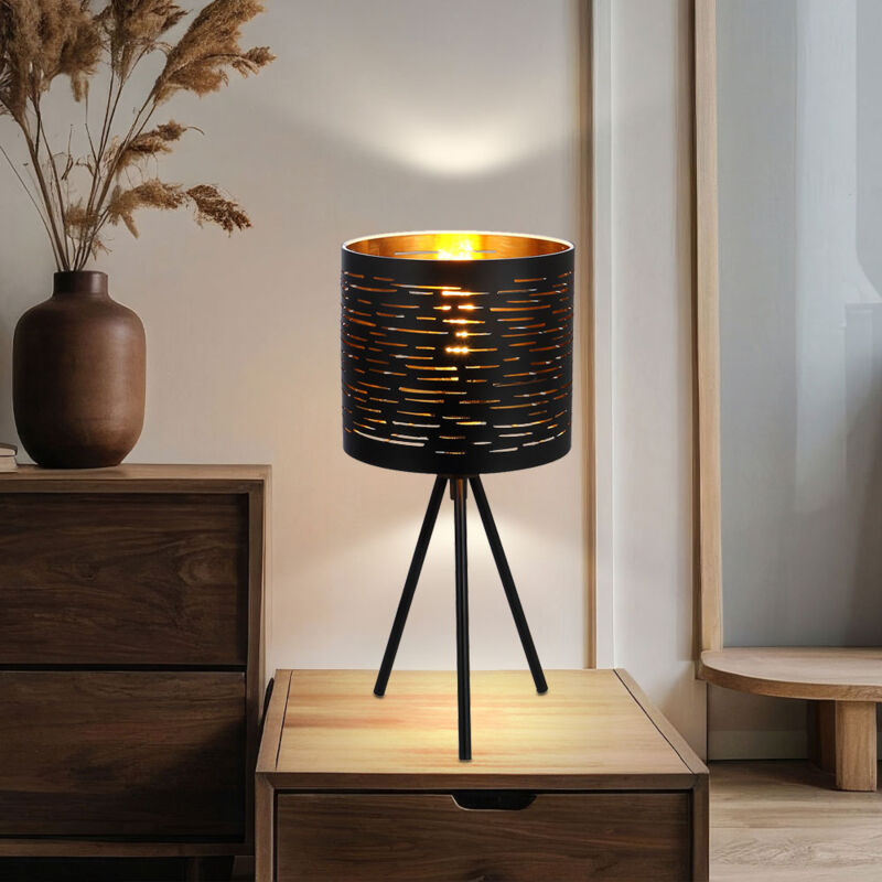 foto del prodotto globo lighting lampada da tavolo, lampada laterale, lampada da tavolo, lampada ombrello, camera da letto, lampada da lettura a 3 gambe in oro nero,