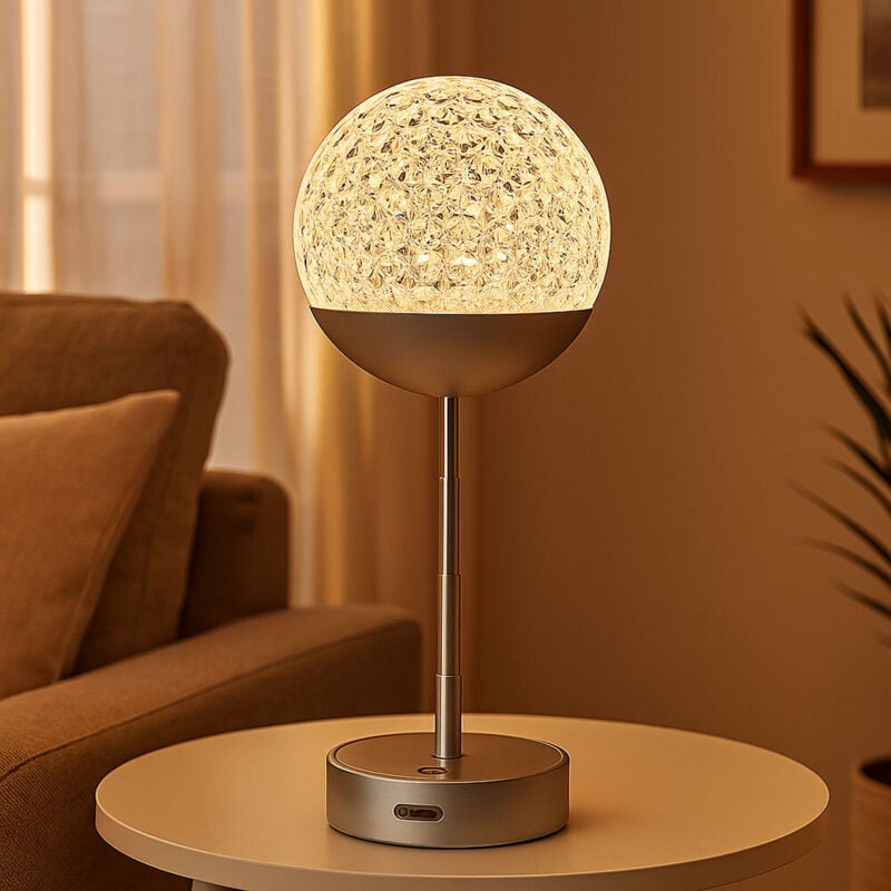 foto del prodotto globo lighting - lampada da tavolo led touch dimmer lampada da comodino lampada da tavolo in cristallo regolabile in altezza, acciaio inox plastica