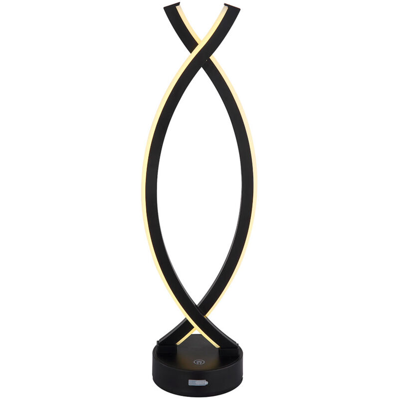 foto del prodotto globo lighting - lampada da tavolo led touch dimmer lampada da tavolo ricaricabile lampada da soggiorno nero opale, 1w 25lm bianco caldo, lxlxh 12,5x10x41 cm