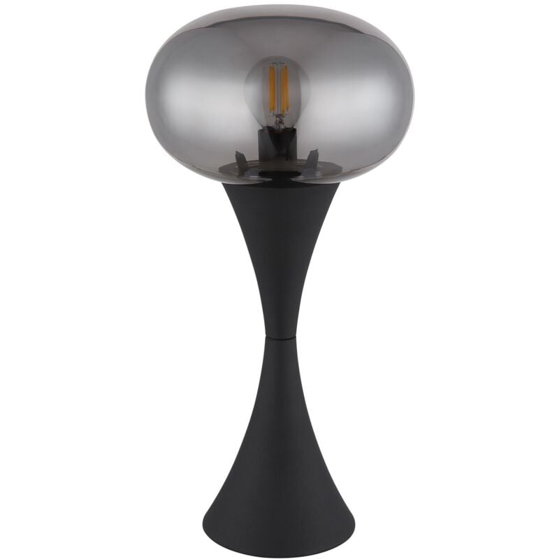foto del prodotto globo lighting lampada da tavolo nero lampada da soggiorno lampada da tavolo lampada da comodino lampada da camera da letto, vetro fum 1x e14, dxh