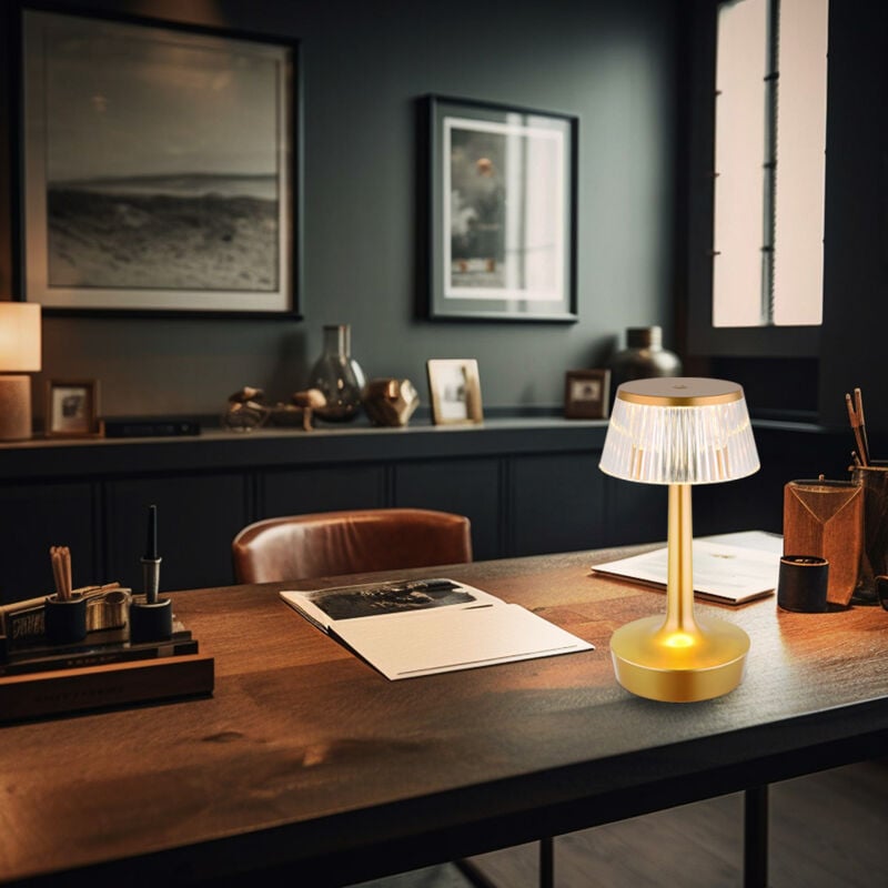 foto del prodotto globo lighting lampada da tavolo ricaricabile lampada da tavolo in cristallo cct lampada da comodino dimmerabile touch dimmer, colore ottone, led