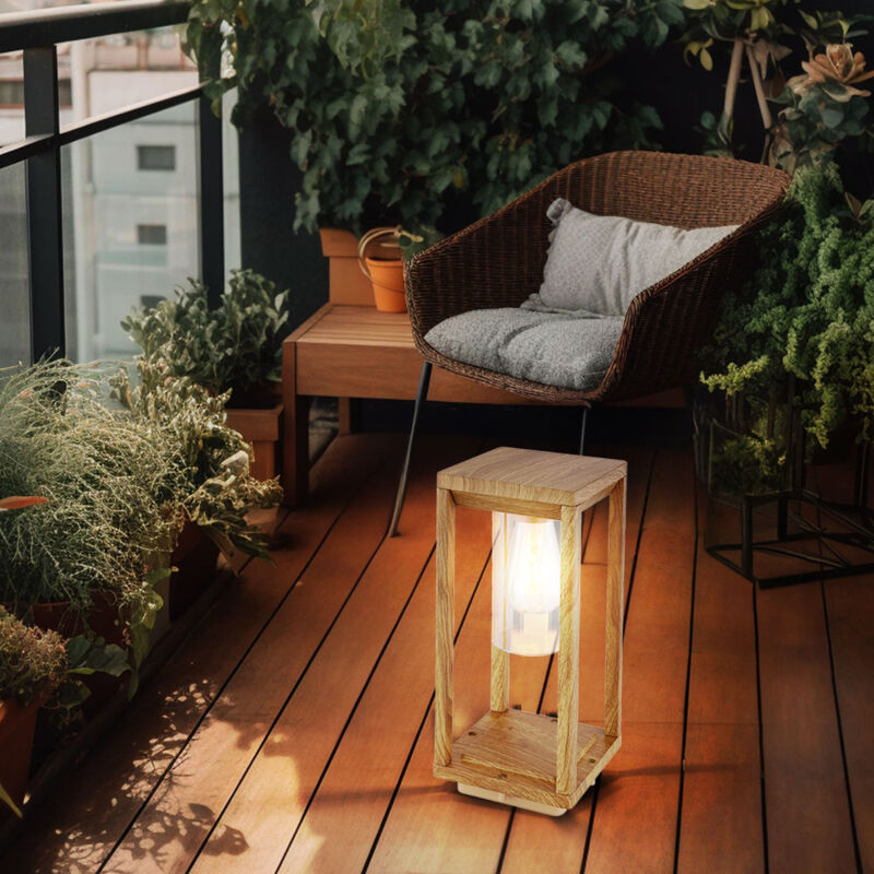 foto del prodotto globo lighting lanterna a led per esterni in stile legno con sensore crepuscolare, resistente alle intemperie ip44, in alluminio, 7w 720lm bianco