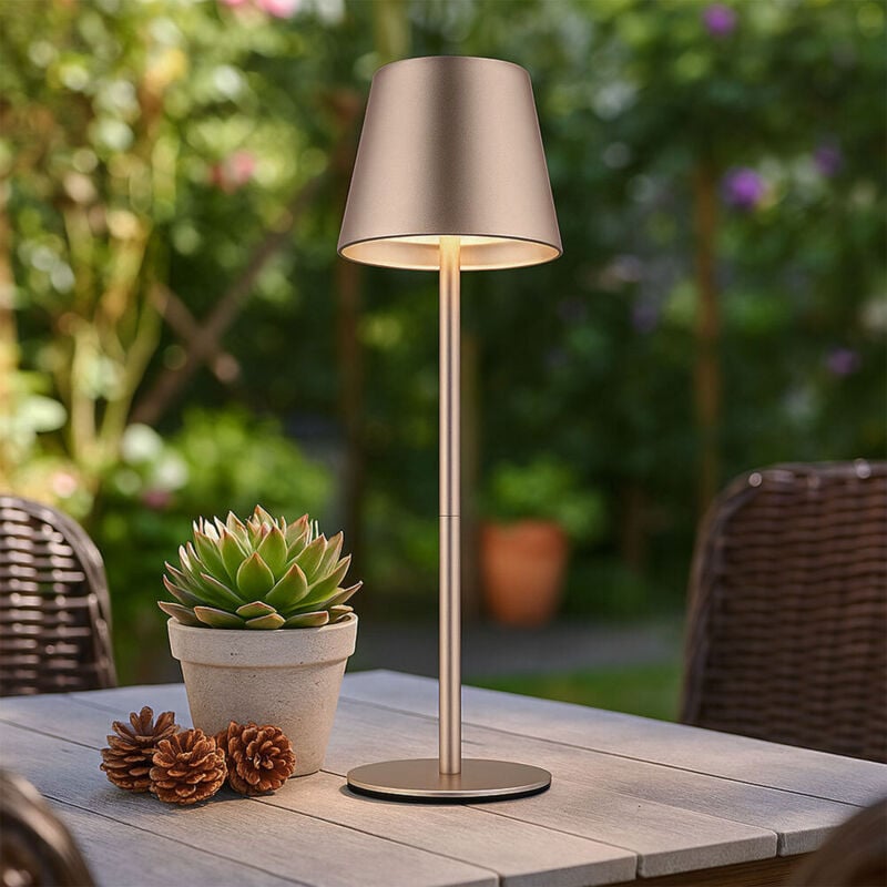 foto del prodotto globo lighting luce da esterno lampada da tavolo ricaricabile touch dimmer bottle top cct, champagne, usb c, led 3w 200lm bianco caldo freddo, dxh