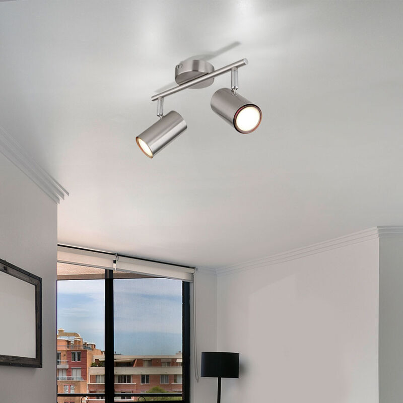 foto del prodotto globo lighting plafoniera 2 fiamme lampada da soggiorno luce spot argento plafoniera mobile, 2x attacco gu10, lxlxh 25x10x13,5 cm