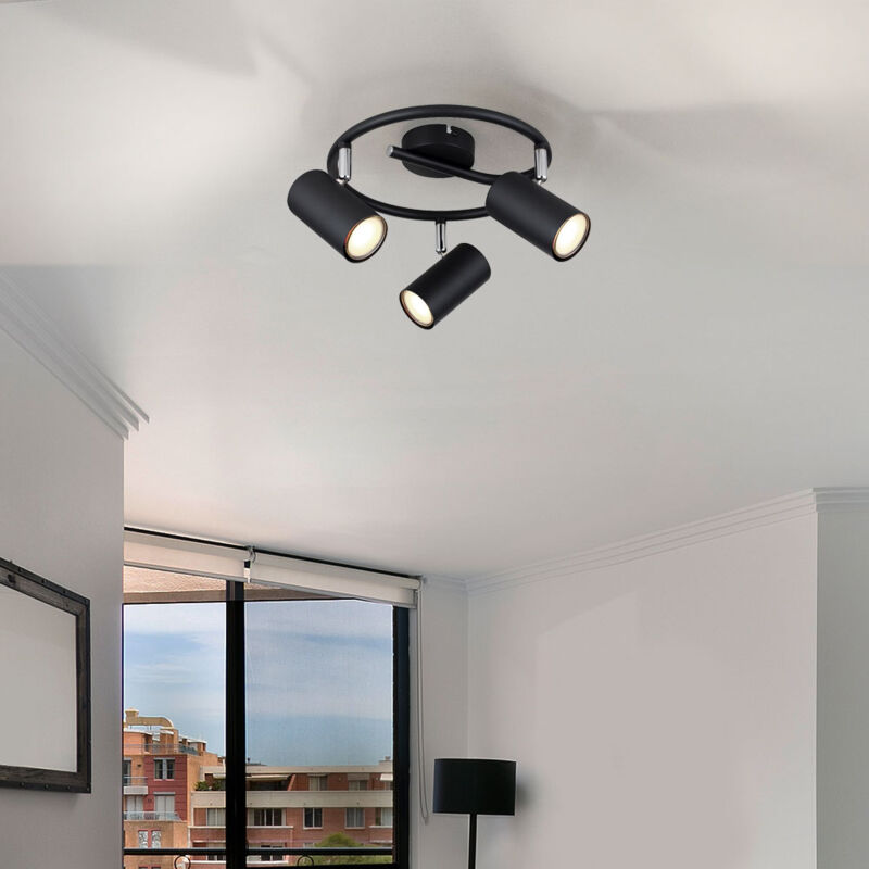 foto del prodotto globo lighting plafoniera 3 fiamme lampada da soggiorno spotlight nero plafoniera mobile, 3x attacco gu10, dxh 25x13,5 cm