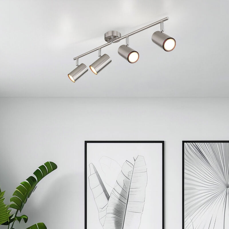 foto del prodotto globo lighting plafoniera 4 fiamme lampada da soggiorno luce spot argento plafoniera mobile, 4x attacco gu10, lxlxh 60x8x14,5 cm