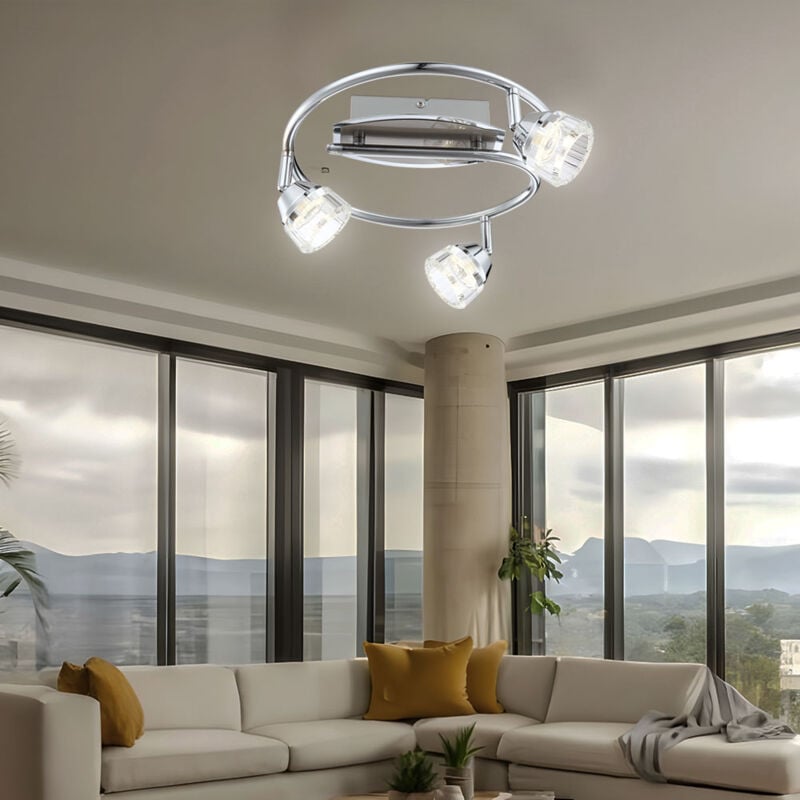 foto del prodotto globo lighting plafoniera a led rotonda cromata soggiorno sala da pranzo faretto in cristallo mobile globo 56179 3