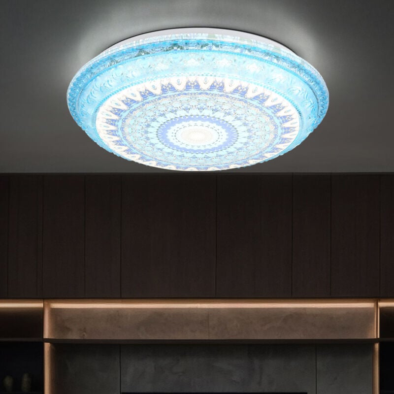 foto del prodotto globo lighting plafoniera cct plafoniera camera da letto blu, led bianco, metallo, 1x led 18w 600lm 2700k, 4000k, 6000k, dxh 39x8,5 cm