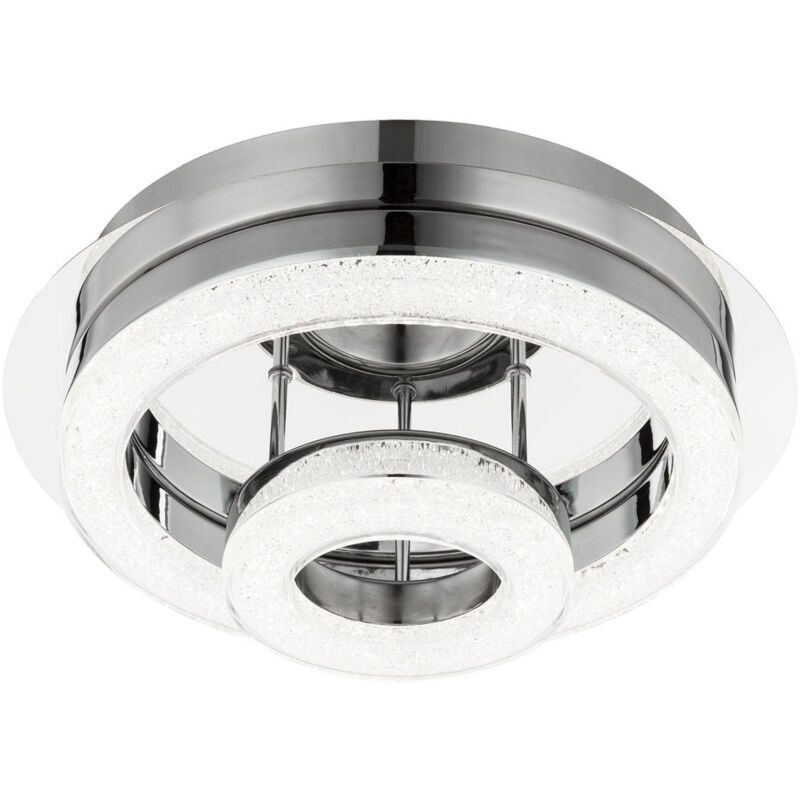 foto del prodotto globo lighting plafoniera cristalli moderna cristallo luce soggiorno plafoniera cromo, rotonda, 1x led 18w 1510lm bianco neutro, dxh 28x11,2 cm